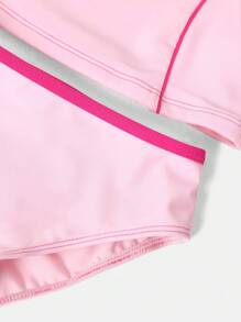SUMWON Long Sleeve Sun Protection Rash Guard Bikini Set Summer Beach Swim Suit Active Water Sports UV Guard - Pink - View 4