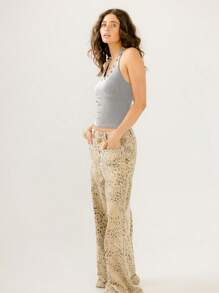 Aralina Black Eyelet Halter-Neck Fitted Tank Top - Grey - View 8