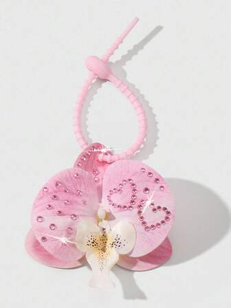 Kawaii 1 pieza Elegante dije ajustable de silic ona con forma de corazón, mariposa, orquídea y rhinestones acrílicos de estilo minimalista, de alta calidad, adecuado para mujer, uso diario, regalo para fiestas