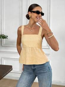 Serisse 夏季新款蓝白条纹后背蝴蝶结领带女式背心 - 黃色 - 查看 5