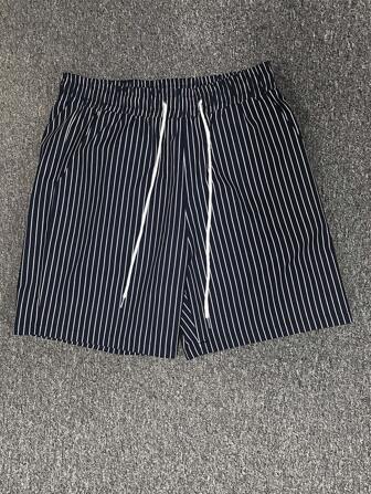 Street Life Short décontracté pour hommes à taille élastique et imprimé rayé, pour l'été
