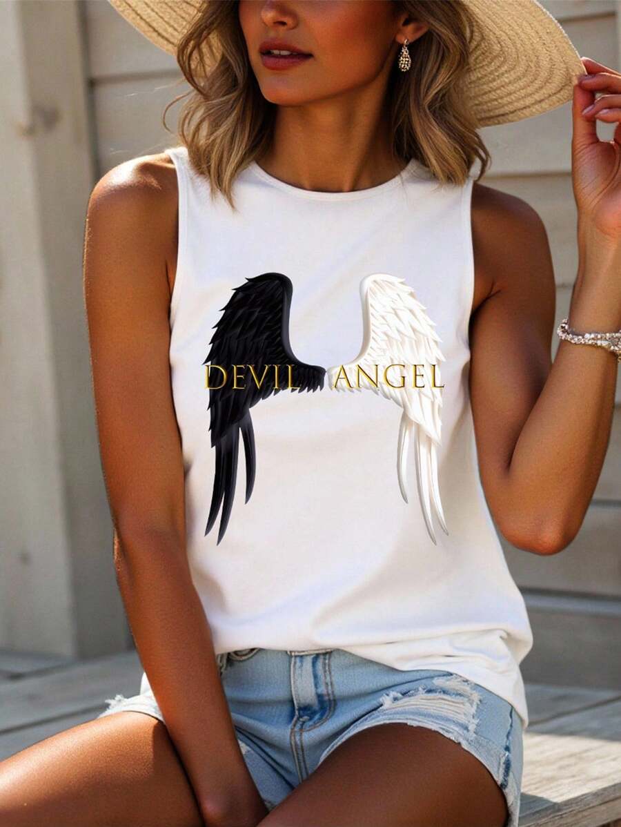 INAWLY Women's Sleeveless Crew Neck Simple Fashion Casual Everyday Wear - White - View 1