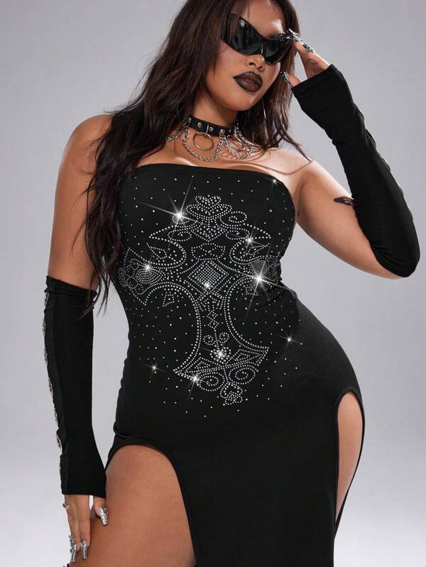 Whyspr Vestido de punto sexy con escote halter, espalda descubierta y abertura alta