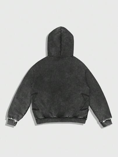 Street Life Sudadera con capucha, bolsillo y cremallera, con cristales y strass, para hombre, otoño