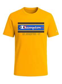 Champion Áo thun nam cổ tròn tay ngắn in chữ thường ngày, mùa hè - Màu vàng - Xem 4
