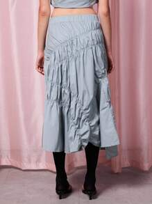 COUREZ 低腰垂褶不对称长裙，缝线细节设计 / Y2K 夏季女装