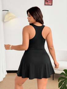 SHEIN MOOSTA Black Anti-Chafing Sports Unitard - Black - View 2