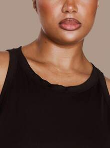 MUSERA 加大码工装领无袖长款背心，假日风，优雅休闲 - 黑色 - 查看 5