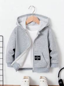 Genkimix Kids Jacke mit Reißverschluss, Kapuze, Applikationen und Pattentaschen für kleine Jungen, Langarm