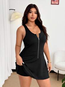 SHEIN MOOSTA Black Anti-Chafing Sports Unitard - Black - View 5