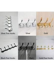 1pc Stainless Steel Towel Hanging Hook, Punch-Free Wall Mounted Hanger For Bathroom, Closet, Bedroom, Bathroom Accessories, Suitable For Behind Door/Bathroom/Kitchen/Living Room/Bedroom