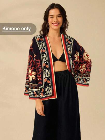 CAJUNI Women's National Totem Print Casual And Bohemian Style Long-Sleeved Kimono, The Best Holiday Match
