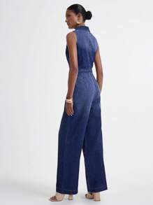 Daynim 女士无袖休闲牛仔阔腿连体裤