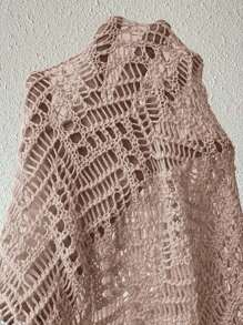 Breezaya Áo len cardigan dài tay khoét lỗ màu trơn cho nữ, trang phục đi nghỉ - Hồng - Xem 8