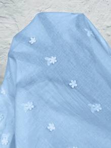 SHEIN Clasi Plus Size Solid Color Short Sleeve Shirt, Simple & Fashionable, Suitable For Summer - Baby Blue - View 6