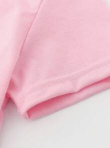 2件套女童休闲可爱卡通兔子字母图案印花T恤和紧身裤套装 - 彩色 - 查看 7