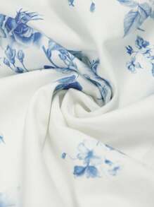 Vivid Eden Women's Floral Print Ruffle Hem Spaghetti Strap Dress, Suitable For Vacation, Women Vacation Dress, Beach Sundress,Rave Outfit,Brunch Outfits For Women,Dating Dress,Cute Dress,Going Out Dress,, Blue And White Floral Maxi Dress, Summer Maxi Dress, Beach Dress