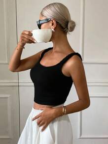 Livesso Top corto sin espalda de unicolor casual de verano para mujer, top sexy para mujer