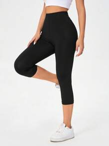 Solflare Quần legging lửng ôm sát in hình bướm dành cho nữ cỡ lớn, kiểu dáng thường ngày, thích hợp cho mùa hè. - màu đen - Xem 5