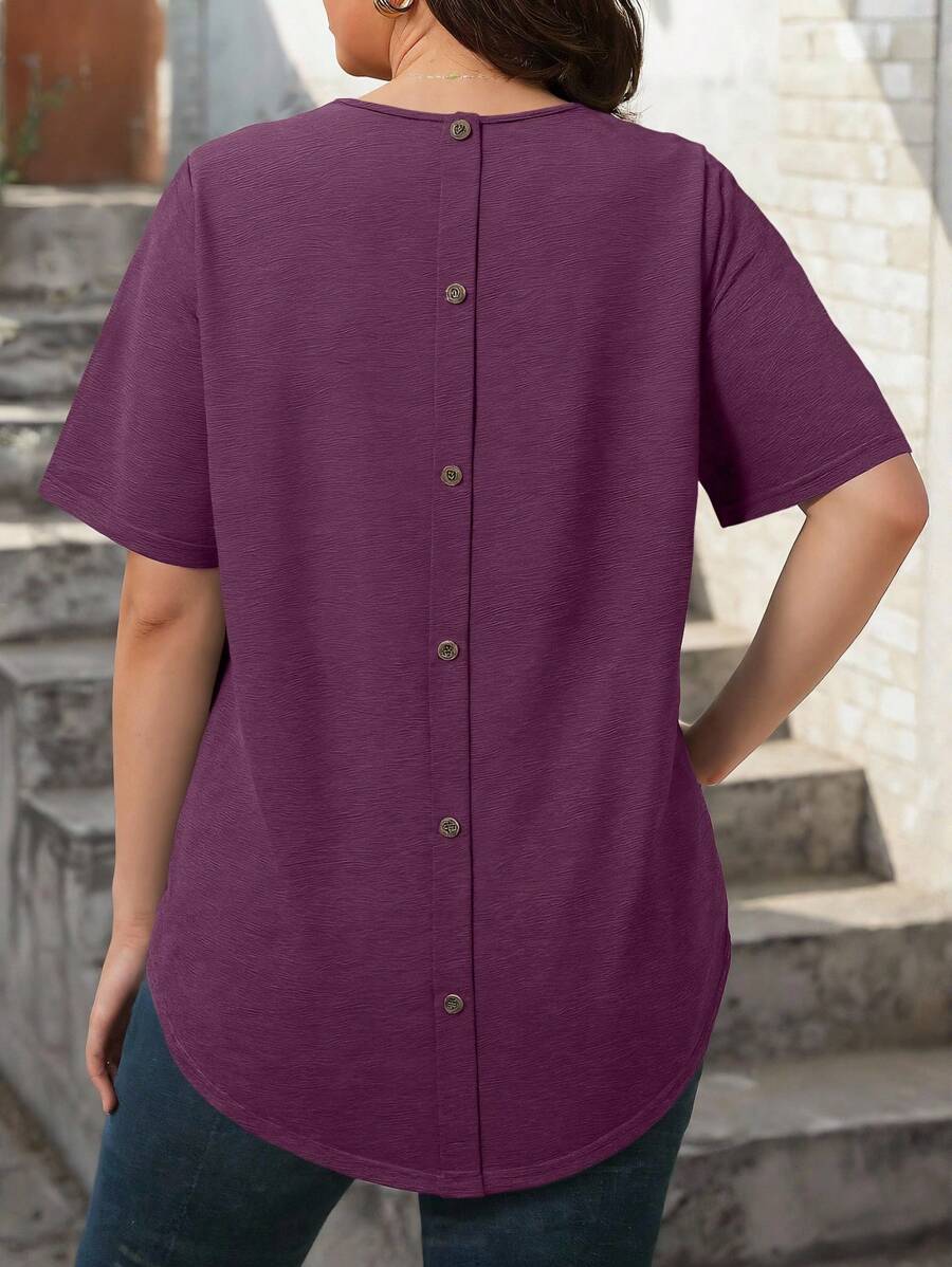 SHEIN Camiseta casual de talla grande de unicolor y simple, para el verano