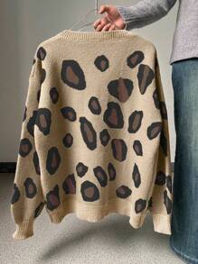 SHEIN Unity Herfst/Winter Dames Losse Asymmetrische Ronde Hals Gebreide Trui