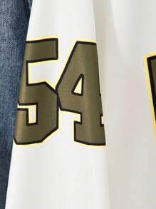 Sparklyn 青少年女孩数字印花长袖上衣，百搭街头风格休闲衬衫，适合日常穿着，春秋季节 - 軍綠色 - 查看 4