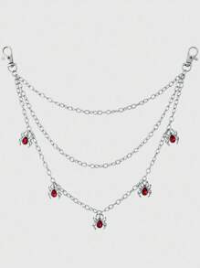 ROMWE Fairycore 1 件女式水钻蜘蛛装饰深色哥特式三层交叉链裤链，适合牛仔裤、短裤、日常穿着、万圣节的多功能配饰