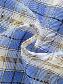 2pcs/Set Teenager Girls' Casual Strap Embroidered Plaid Print Camisole Top And Pants Home Wear, Blue & White - Blue and White - View 7