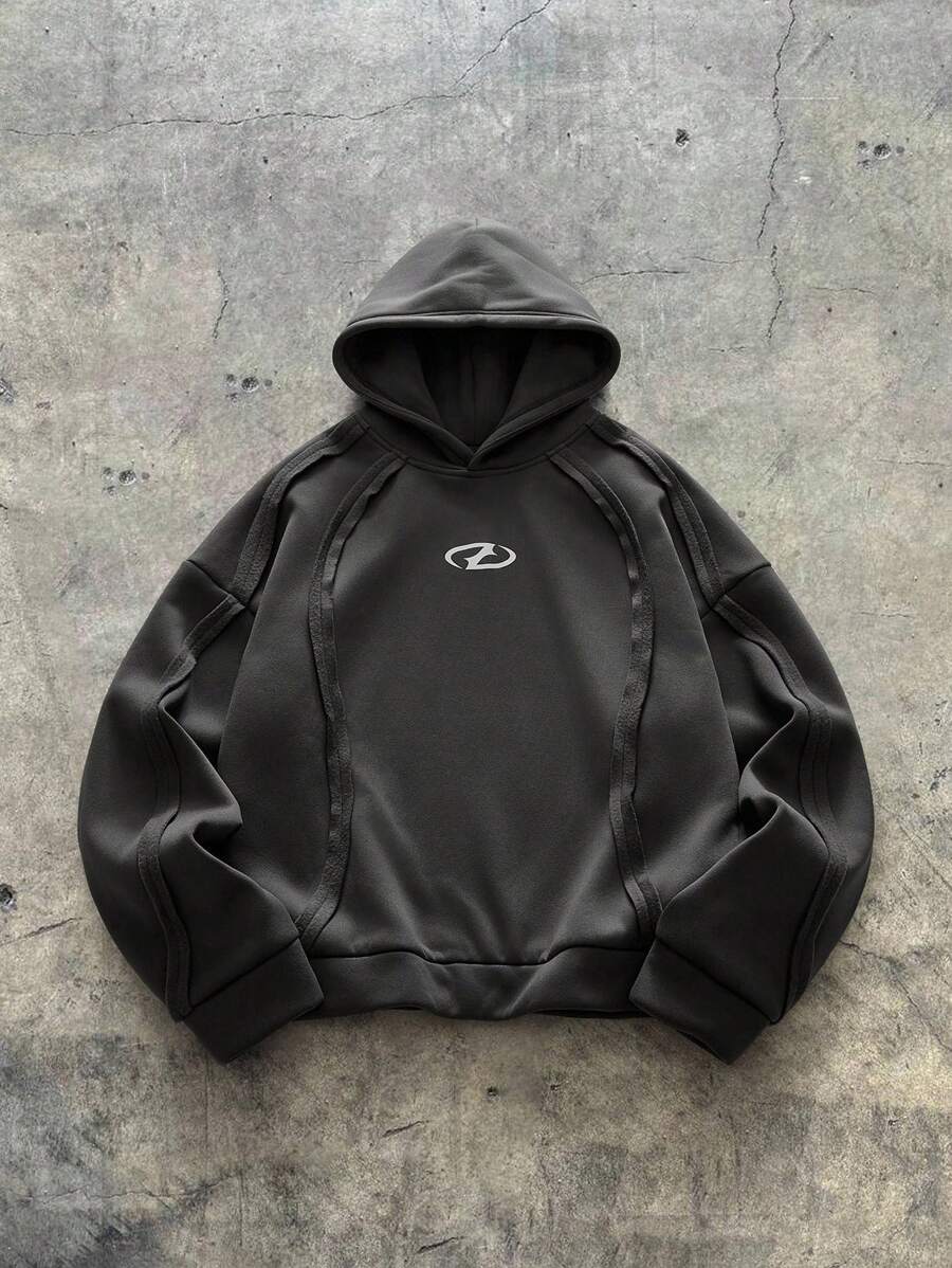 SWAVVY Hooded Loose Fit Long Sleeve Pullover Sweatshirt For Men