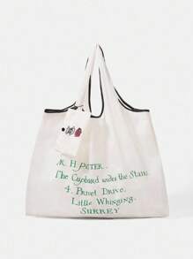 HARRY POTTER X SHEIN Graphic Slogan Water Resistant Large Capacity Tote Bag - Multicolor - View 4
