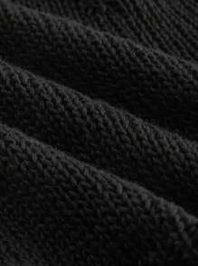 ROMWE EDITION Boho Goth Style Mystical Embroidered Hooded Cropped Tasseled Knitted Sweater For Women