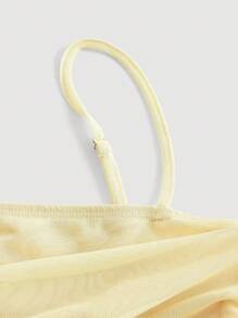 SHEIN MOD 女士渐变色撞色荷叶边下摆褶饰紧身中长吊带背心连衣裙