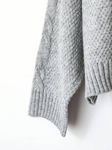 SHEIN Clasi Áo len cardigan buộc cổ tròn thường ngày cho nữ - Xám - Xem 6