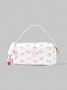 ROMWE Kawaii Tas Kosmetik Organizer dengan Hiasan Pita Mutiara, Dompet Resleting dan Rantai Mutiara - MultiWarna - View 1