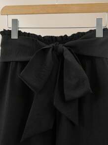 Lacomfia Plus Size Solid Color Twist Casual Versatile Wide Leg Pants Fall Cloth For Women - Black - View 5