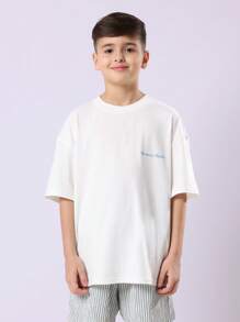 SUMWON Sommer Monaco grafischer Muster Jungen T-Shirt mit Shorts Strand Urlaubskleidung Baumwolle Oberteil leicht Lässig Streetwear Kinder Sommer Festival Spaß