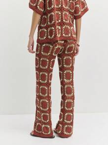 Nöista Women's Casual Knit Loose Pants With A Contrast Color Graphic Pattern. - Multicolor - View 3