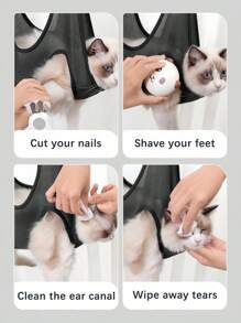 1 件透气网状宠物美容吊床适用于小型犬猫洗澡清洁烘干指甲修剪理发美容护理兽医检查便携式可调节 - 黑色 - 查看 5