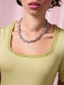 COUREZ Top de manga corta ajustado con cuello de pico con volantes / Blusas de verano estilo Y2K Ropa de verano para mujer Vintage