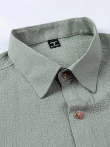 Manfinity RSRT 男士休闲度假短袖衬衫套装男士度假装男士夏装套装男士度假装男士沙滩装套装男士巡航服装。送给男朋友或丈夫的绝佳礼物。 - 薄荷綠 - 查看 5