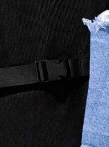 2件套青少年女孩牛仔背心+黑色针织紧身无袖连衣裙（含包） - 彩色 - 查看 5