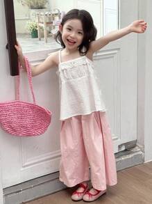 Dazy Kids Áo yếm thêu chấm bi cho bé gái - trắng - Xem 5