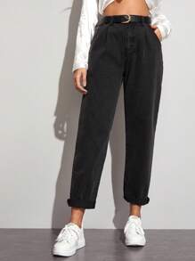 EMERY ROSE Plus Size Casual Vacation Washed Denim Jeans - Black - View 1