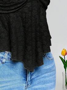 SHEIN ICON Áo crop top dệt kim jacquard màu vàng hở lưng Criss-Cross Halter cỡ lớn, phù hợp cho mùa hè, kỳ nghỉ, Y2K - màu đen - Xem 8