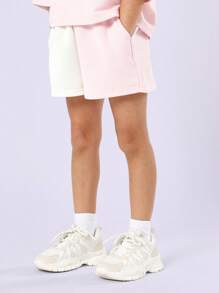 SUMWON Girls California Social Club Crop Top Two Tone Shorts Co-Ord Set Casual Summer Athletic Outfit For Kids
