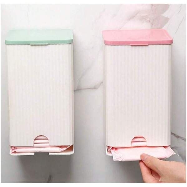 SHEIN 1 Sanitary Napkin Storage Box, PP Tissue Holder - Easy Wall Mounted Sanitary Napkin Storage, Space Saving Bathroom And Kitchen Storage Box, Modern Design, Suitable For Bathroom, Bedroom, Office Bathroom Decoration In Summer