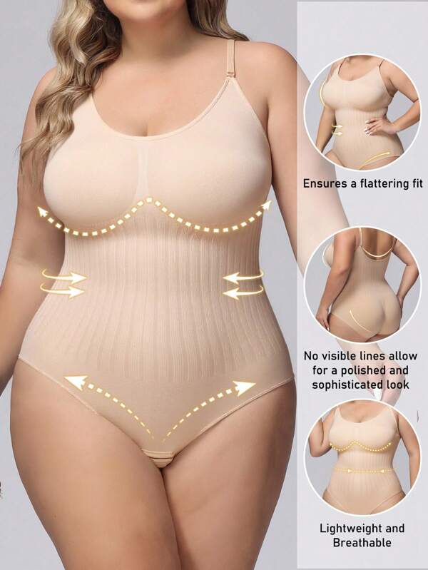 Shapewear de una sola pieza sin costuras y control de abdomen para tallas grandes