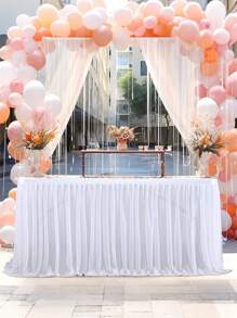 1 件优雅的 6 英寸白色雪纺桌裙，带有精致的荷叶边，适合婚礼、新娘送礼会、洗礼、周年纪念、生日派对、优雅庆典、婚礼装饰