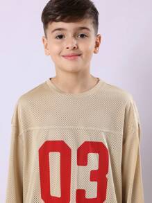 SUMWON 复古号码长袖网眼棒球服校队运动队风格青年秋季春季上衣