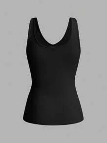 Slaydiva 4pcs V-Neck Rib Knit Camisole Vest For Women, Suitable For Summer Back To School